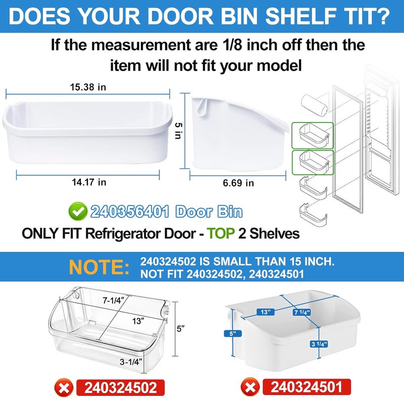 Alvar [2 PACK] UPGRADED 240356401 Refrigerator Door Bin Compatible with Frigidaire Door Shelf Replacement Parts FFSS2614QS4A, FFHS2611PFEA, FFSS2614QE6A, FFHS2622MSYA, FFHS2611LBRA, FFHS2622MS0 Door Shelf - Image 2